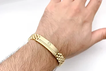 دستبند رولکس طلایی پلاک دار استیل | کیفیت درجه یک 14030608
