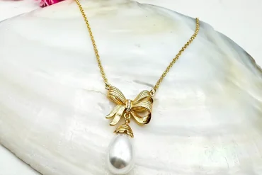 گردنبند مروارید و پاپیون استیل | رنگ ثابت 140305125