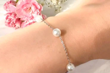 قیمت دستبند مرواریدی نقره ای استیل رنگ ثابت