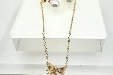 نیم ست مروارید و پاپیون استیل | رنگ ثابت 14030565