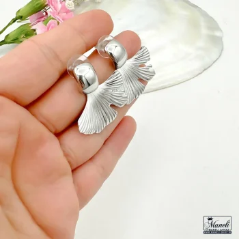 گوشواره طرح صدف طلایی و نقره ای | استیل | رنگ ثابت 14030572 - Image 5