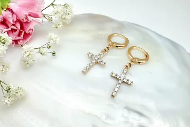 گوشواره صلیب ژوپینگ نگین دار | ظریف و زیبا | کیفیت عالی 14030594