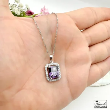 خرید گردنبند نگین بنفش ژوپینگ ضدحساسیت | رنگ ثابت