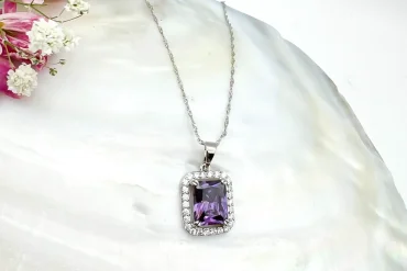 گردنبند نگین بنفش ژوپینگ | ضدحساسیت | رنگ ثابت 140305121