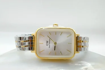 ساعت صفحه مستطیل زنانه دنیل ویتون dw | نقره ای طلایی | موتور ژاپن 14030707