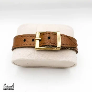 قیمت دستبند مردانه چرم طبیعی رنگ عسلی | با قفل سگکی و قیمت ارزان