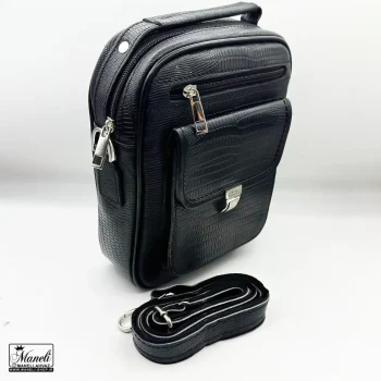 کیف رودوشی مشکی چرم طبیعی | طرح کروکودیلی 14030638 - Image 2