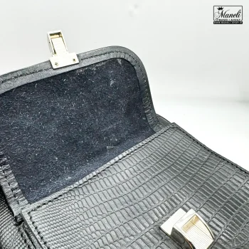 قیمت کیف رودوشی مشکی چرم طبیعی طرح کروکودیلی