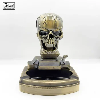 فندک و زیرسیگاری رومیزی دکوری طرح جمجمه