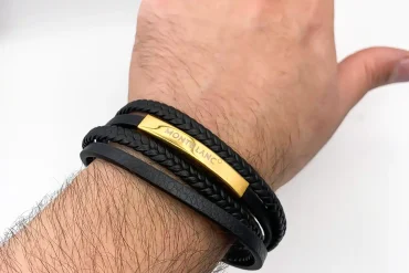 دستبند مردانه چرم چهار ردیفه مونت بلانک | 14030660