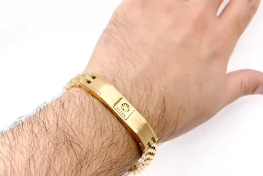 دستبند مردانه رولکس پلاک دار طلایی