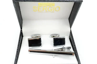 دکمه سردست و گیره کراوات لاکچری مشکی 140306109