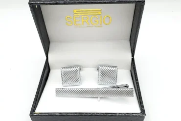 ست دکمه سرآستین و گیره کراوات مربعی کلاسیک 14030701