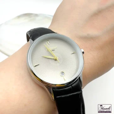 خرید ساعت زنانه سیتیزن بند چرمی مشکی با صفحه طوسی