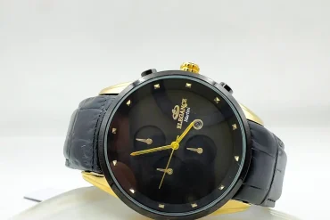 ساعت مردانه بند چرم الگانس صفحه مشکی | موتور ژاپن 140306102