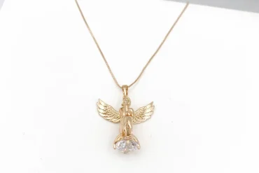 گردنبند فرشته تک نگین ژوپینگ + زنجیر 45 سانت 14030804