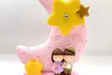 جامدادی دکوراتیو موزیکال عاشقانه طرح ماه و ستاره | رنگ صورتی +ویدیوی محصول 140307119