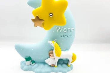 دکوراتیو موزیکال ماه و ستاره طرح دختر و اسب | رنگ آبی +ویدیوی محصول 14030783