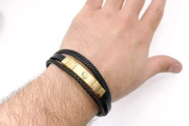 دستبند مردانه چرم مونت بلانک | قفل مگنتی 14030725