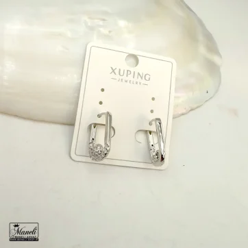 گوشواره ژوپینگ ظریف نگین دار نقره ای | ضدحساسیت 14030741