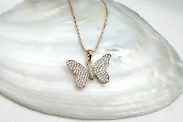 گردنبند تمام نگین پروانه ژوپینگ | ضدحساسیت ، رنگ ثابت 14030819