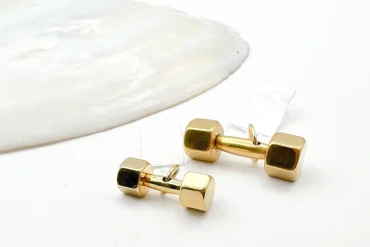 پلاک گردنبند دمبل طلایی | استیل رنگ ثابت | دو سایز 14030866