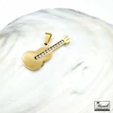 پلاک گردنبند گیتار نگین دار | استیل رنگ ثابت 14030867