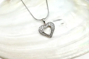 گردنبند قلب نقره ای نگین دار ژوپینگ | ضدحساسیت 14030829