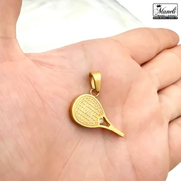 قیمت آویز گردنبند طرح راکت تنیس : طلایی