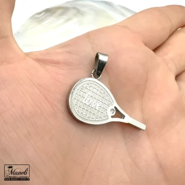 آویز گردنبند طرح راکت تنیس :برای عاشقان تنیس نقره ای
