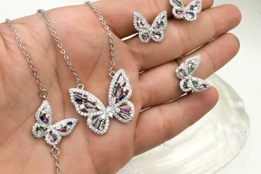 ست زیورآلات پروانه ای خاص | گردنبند،دستبند،انگشتر،گوشواره | 14030818