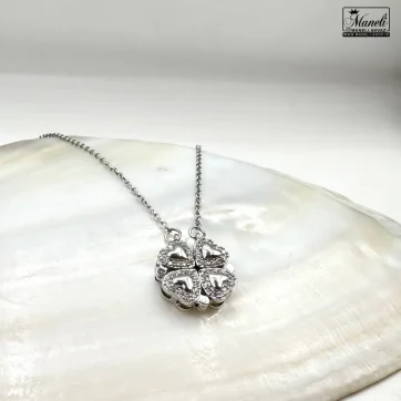 قیمت گردنبند دوحالته نقره ای استیل