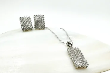 نیم ست زنانه ظریف نگینی استیل | شیک و کلاسیک 14031006