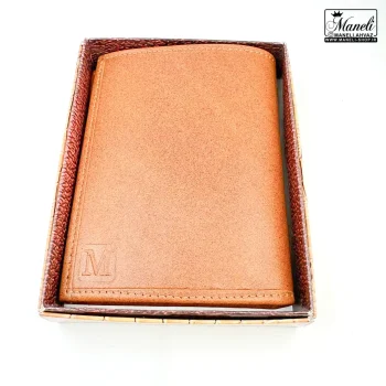 کیف پولی کوتاه چرم طبیعی - عسلی