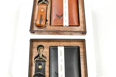 ست جاکارتی و جاکلیدی ساده چرم طبیعی میلیون| مشکی،عسلی14031033