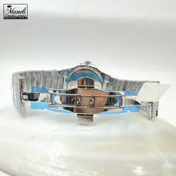 ست ساعت فول نگین نقره ای مردانه و زنانه 14031050 - Image 4