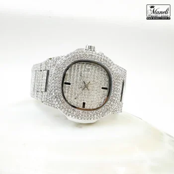 ست ساعت فول نگین نقره ای مردانه و زنانه 14031050 - Image 5