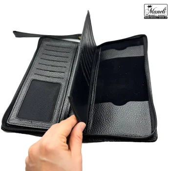 کیف دستی چرم طبیعی کلاسیک و ساده | رنگ عسلی و مشکی 14030931 - Image 2