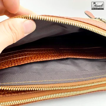 قیمت و خرید کیف دستی چرم طبیعی داپ کیت | رنگ عسلی