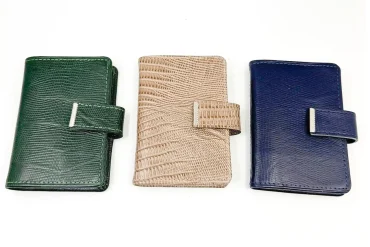 کیف جاکارتی چرم طبیعی کروکودیلی دکمه دار | سورمه ای ، کرمی ، سبز 14031045