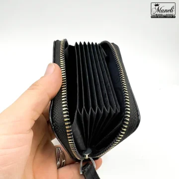 ست کیف و کمربند چرم طبیعی مردانه چهار تکه مشکی | کروکودیلی | برند دنیز 14031037 - Image 5