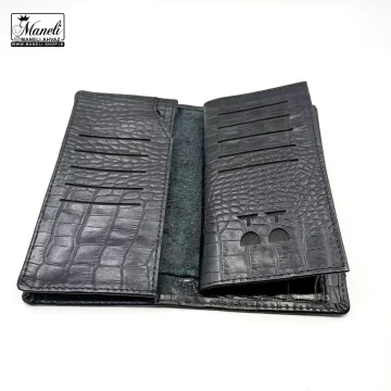 ست کیف و کمربند چرم طبیعی مردانه چهار تکه مشکی | کروکودیلی | برند دنیز 14031037 - Image 7