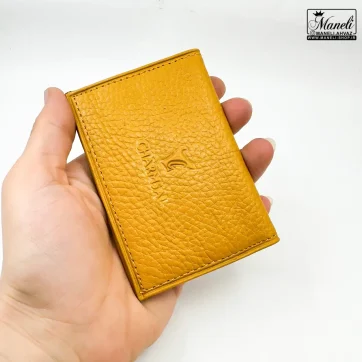 کیف جاکارتی چرم طبیعی رنگ زرد|چرمسال 14031046