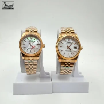 ست ساعت رولکس رزگلد صفحه صدفی | مردانه و زنانه 14031010