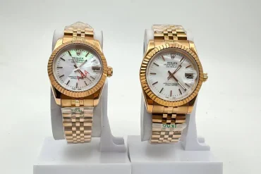 ست ساعت رولکس رزگلد صفحه صدفی | مردانه و زنانه 14031010