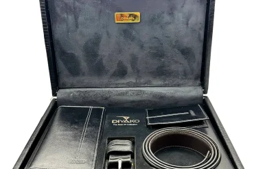 ست سه تکه کیف و کمربند مردانه چرم طبیعی دیاکو