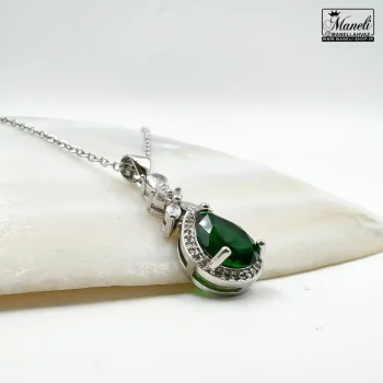 نیم ست نگین سبز ظریف | استیل رنگ ثابت با طراحی شیک و نگین‌های درخشان 14031008 - Image 3