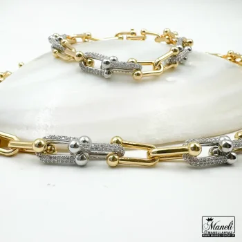 ست دستبند و گردنبند تیفانی نگین‌دار طلایی - شیک و باکلاس 14031007 - Image 4