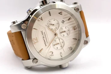 ساعت مردانه مونت بلنک کرنوگراف بند چرم عسلی سه موتوره | موتور ژاپن 14030929