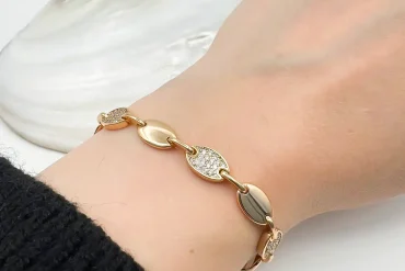 دستبند زنانه ژوپینگ طلایی رنگ ثابت و ضدحساسیت